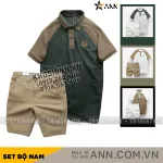 Set Bộ Nam Áo Polo Cổ Bẻ Phối Màu Quần Short Kaki Rurumen Cao Cấp