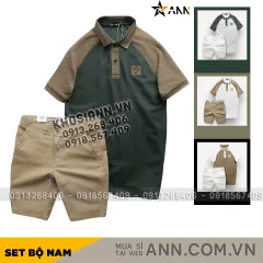 Set Bộ Nam Áo Polo Cổ Bẻ Phối Màu Quần Short Kaki Rurumen Cao Cấp