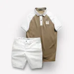 Set Bộ Nam Áo Polo Cổ Bẻ Phối Màu Quần Short Kaki Rurumen Cao Cấp