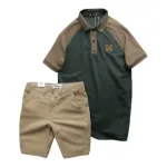 Set Bộ Nam Áo Polo Cổ Bẻ Phối Màu Quần Short Kaki Rurumen Cao Cấp