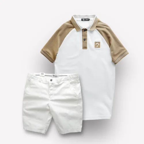 Set Bộ Nam Áo Polo Cổ Bẻ Phối Màu Quần Short Kaki Rurumen Cao Cấp
