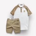 Set Bộ Nam Áo Polo Cổ Bẻ Phối Màu Quần Short Kaki Rurumen Cao Cấp