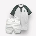 Set Bộ Nam Áo Polo Cổ Bẻ Phối Màu Quần Short Kaki Rurumen Cao Cấp