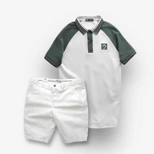 Set Bộ Nam Áo Polo Cổ Bẻ Phối Màu Quần Short Kaki Rurumen Cao Cấp
