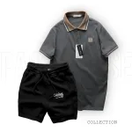 Set Bộ Nam Áo Polo Cổ Bẻ Thêu Chữ KK Quần Short Thun