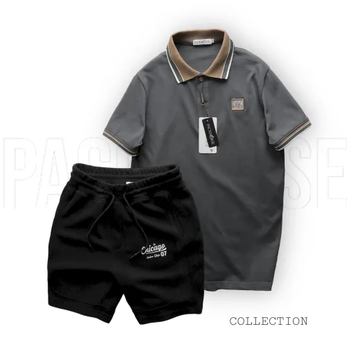 Set Bộ Nam Áo Polo Cổ Bẻ Thêu Chữ KK Quần Short Thun