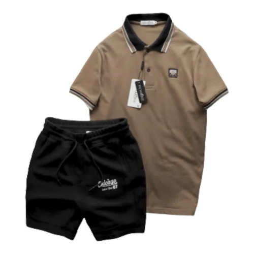 Set Bộ Nam Áo Polo Cổ Bẻ Thêu Chữ KK Quần Short Thun