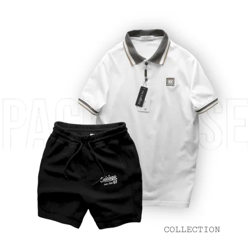 Set Bộ Nam Áo Polo Cổ Bẻ Thêu Chữ KK Quần Short Thun