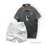 Set Bộ Nam Áo Polo Cổ Bẻ Thêu Chữ KK Quần Short Thun