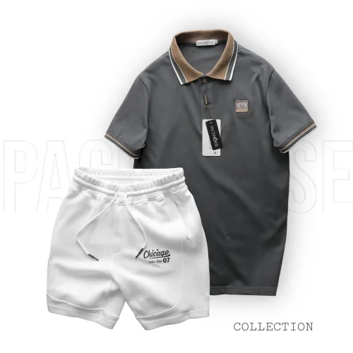 Set Bộ Nam Áo Polo Cổ Bẻ Thêu Chữ KK Quần Short Thun