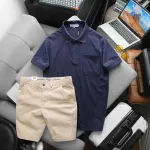 Set Bộ Nam Áo Thun Cổ Bẻ Có Túi Trước Ngực + Quần Short Kaki Nam Cao Cấp (Có Size 3xl)