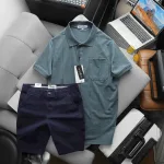 Set Bộ Nam Áo Thun Cổ Bẻ Có Túi Trước Ngực + Quần Short Kaki Nam Cao Cấp (Có Size 3xl)