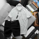 Set Bộ Nam Áo Thun Cổ Bẻ Có Túi Trước Ngực + Quần Short Kaki Nam Cao Cấp (Có Size 3xl)