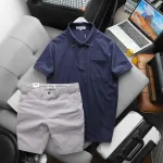 Set Bộ Nam Áo Thun Cổ Bẻ Có Túi Trước Ngực + Quần Short Kaki Nam Cao Cấp (Có Size 3xl)