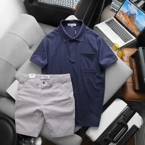 Set Bộ Nam Áo Thun Cổ Bẻ Có Túi Trước Ngực + Quần Short Kaki Nam Cao Cấp (Có Size 3xl)