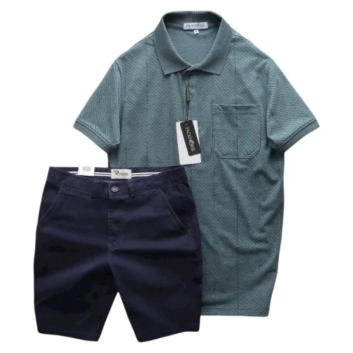 Set Bộ Nam Áo Thun Cổ Bẻ Có Túi Trước Ngực + Quần Short Kaki Nam Cao Cấp (Có Size 3xl)