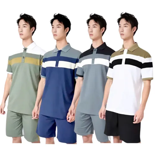 Set Bộ Nam Áo Thun Cổ Bẻ Phối Màu + Quần Short Thun Thể Thao Cao Cấp (Big Size)