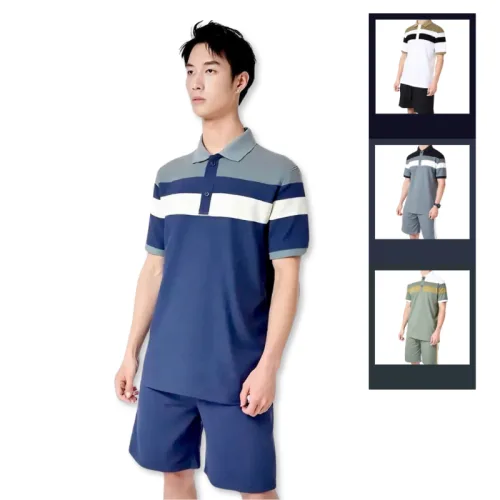 Set Bộ Nam Áo Thun Cổ Bẻ Phối Màu + Quần Short Thun Thể Thao Cao Cấp (Big Size)