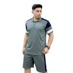 Set Bộ Nam Áo Thun Cổ Bẻ Phối Sọc Màu + Quần Short Thun Thể Thao (Big Size)