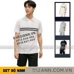 Set Bộ Nam Áo Thun Cổ Bẻ Phối Sọc Trước Ngực + Quần Short Thun (Big Size)