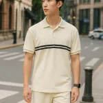 Set Bộ Nam Áo Thun Cổ Bẻ Phối Sọc Trước Ngực + Quần Short Thun (Big Size)