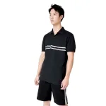 Set Bộ Nam Áo Thun Cổ Bẻ Phối Sọc Trước Ngực + Quần Short Thun (Big Size)