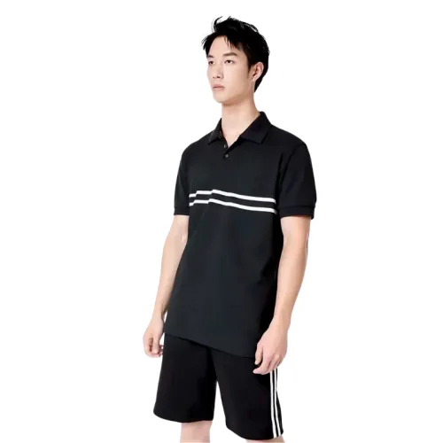Set Bộ Nam Áo Thun Cổ Bẻ Phối Sọc Trước Ngực + Quần Short Thun (Big Size)