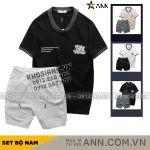 Set Bộ Nam Áo Thun Cổ Tròn In Chữ Enjoy The Process + Quần Short Thun Thể Thao Cao Cấp
