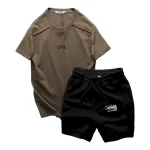 Set Bộ Nam Áo Thun Cổ Tròn Logo Chữ Nổi Quần Short Thun In Chữ Chicago