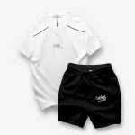 Set Bộ Nam Áo Thun Cổ Tròn Logo Chữ Nổi Quần Short Thun In Chữ Chicago