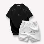 Set Bộ Nam Áo Thun Cổ Tròn Logo Chữ Nổi Quần Short Thun In Chữ Chicago