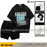 Set Bộ Nam Áo Thun Cổ Tròn Pack Horse Oversize In Chữ Sọc Quần Short Thun