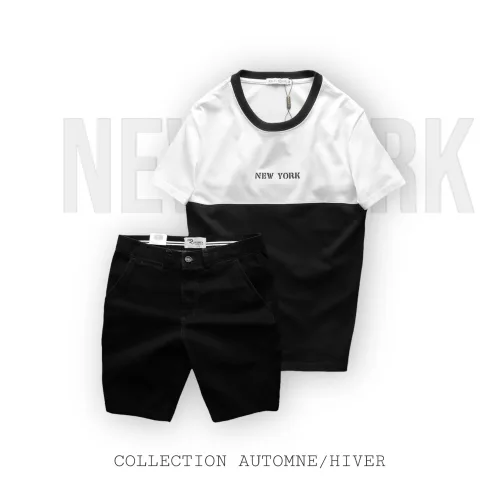 Set Bộ Nam Áo Thun Cổ Tròn Pack Hourse Hai Màu Phối Quần Short Kaki Rurumen Cao Cấp