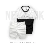 Set Bộ Nam Áo Thun Cổ Tròn Pack Hourse Hai Màu Phối Quần Short Kaki Rurumen Cao Cấp