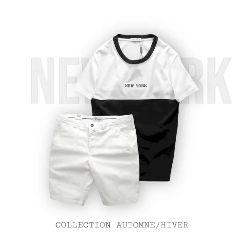 Set Bộ Nam Áo Thun Cổ Tròn Pack Hourse Hai Màu Phối Quần Short Kaki Rurumen Cao Cấp
