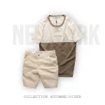 Set Bộ Nam Áo Thun Cổ Tròn Pack Hourse Hai Màu Phối Quần Short Kaki Rurumen Cao Cấp