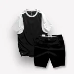Set Bộ Nam Áo Thun Cổ Tròn Tay Phối Màu Quần Short Kaki Rurumen Cao Cấp