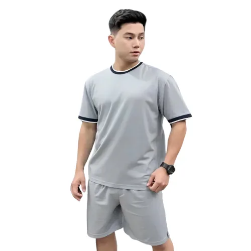 Set Bộ Nam Áo Thun Cổ Tròn Viền Cổ & Tay Áo + Quần Short Thun Thể Thao Cao Cấp (Big Size)