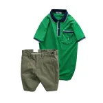 Set Bộ Nam - Áo Thun Nam Polo Cổ Bẻ Cá Sấu Poly Túi Nhỏ Thêu Logo Và Quần Short Kaki Co Giãn Phối Nút Cao Cấp (Có Size 36)