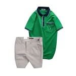 Set Bộ Nam - Áo Thun Nam Polo Cổ Bẻ Cá Sấu Poly Túi Nhỏ Thêu Logo Và Quần Short Kaki Co Giãn Phối Nút Cao Cấp (Có Size 36)