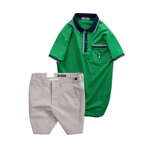 Set Bộ Nam - Áo Thun Nam Polo Cổ Bẻ Cá Sấu Poly Túi Nhỏ Thêu Logo Và Quần Short Kaki Co Giãn Phối Nút Cao Cấp (Có Size 36)