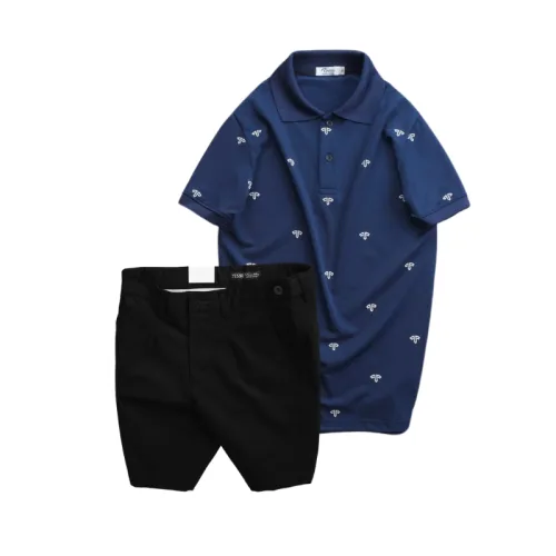 Set Bộ Nam - Áo Thun Nam Polo Cổ Bẻ In Họa Tiết Đơn Giản Thun Cá Sấu Poly Và Quần Short Kaki Co Giãn Phối Nút Cao Cấp (Có Size 36)