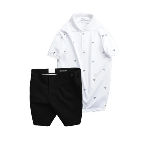 Set Bộ Nam - Áo Thun Nam Polo Cổ Bẻ In Họa Tiết Đơn Giản Thun Cá Sấu Poly Và Quần Short Kaki Co Giãn Phối Nút Cao Cấp (Có Size 36)