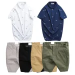 Set Bộ Nam - Áo Thun Nam Polo Cổ Bẻ In Họa Tiết Đơn Giản Thun Cá Sấu Poly Và Quần Short Kaki Co Giãn Phối Nút Cao Cấp (Có Size 36)