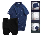 Set Bộ Nam - Áo Thun Nam Polo Cổ Bẻ In Họa Tiết Đơn Giản Thun Cá Sấu Poly Và Quần Short Kaki Co Giãn Phối Nút Cao Cấp (Có Size 36)