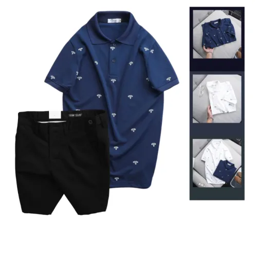 Set Bộ Nam - Áo Thun Nam Polo Cổ Bẻ In Họa Tiết Đơn Giản Thun Cá Sấu Poly Và Quần Short Kaki Co Giãn Phối Nút Cao Cấp (Có Size 36)
