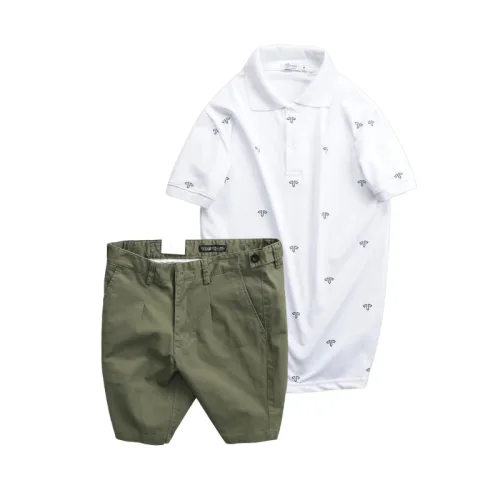 Set Bộ Nam - Áo Thun Nam Polo Cổ Bẻ In Họa Tiết Đơn Giản Thun Cá Sấu Poly Và Quần Short Kaki Co Giãn Phối Nút Cao Cấp (Có Size 36)