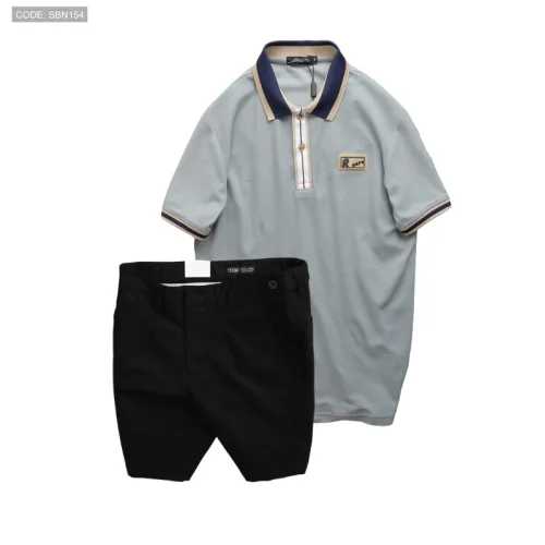 Set Bộ Nam - Áo Thun Nam Polo Cổ Bẻ Phối Tag Chữ Rears Và Quần Short Kaki Co Giãn Phối Nút Cao Cấp (Có Size 36)