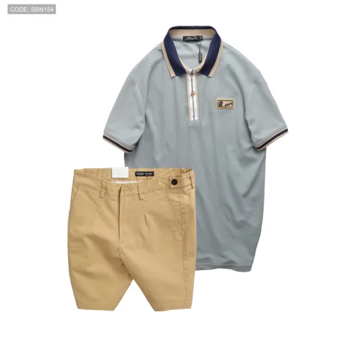 Set Bộ Nam - Áo Thun Nam Polo Cổ Bẻ Phối Tag Chữ Rears Và Quần Short Kaki Co Giãn Phối Nút Cao Cấp (Có Size 36)
