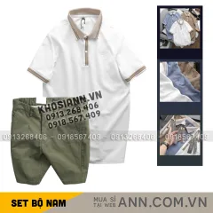 Set Bộ Nam - Áo Thun Nam Polo Cổ Bẻ Thêu Logo Đại Bàng Và Áo Thun Nam Polo Cổ Bẻ Thêu Logo Đại Bàng